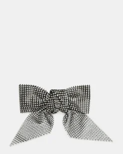 Rhinestone Mesh Hair Bow Black/silver