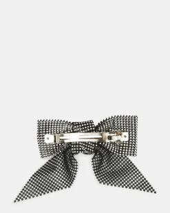 Rhinestone Mesh Hair Bow Black/silver