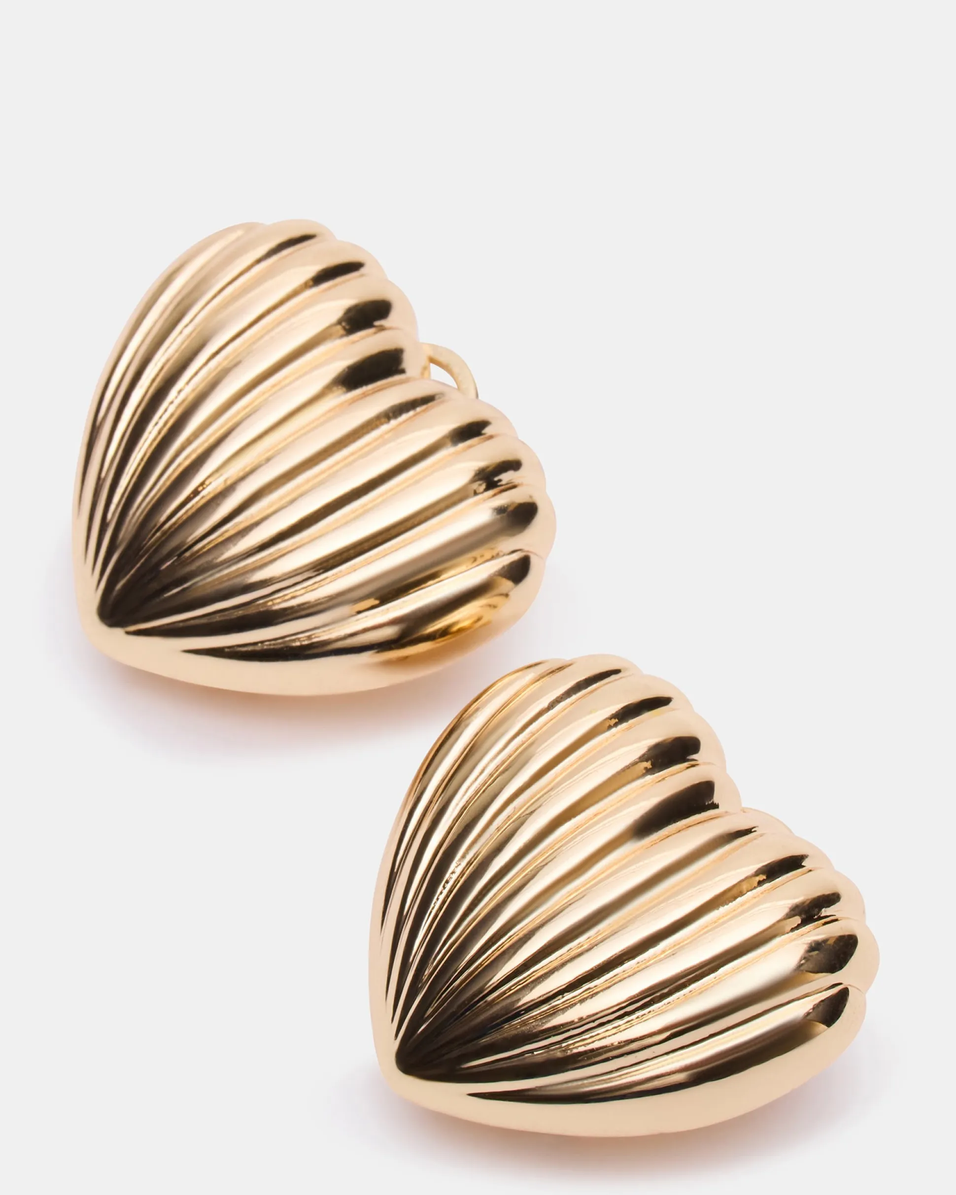 Ribbed Heart Earrings Gold