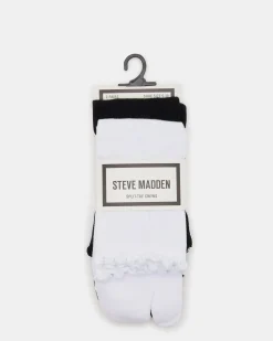 Ribbed Split Toe Socks White/black