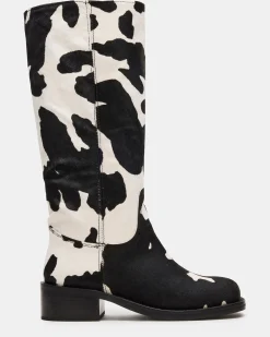Riggs Black Cow Print Wide Calf