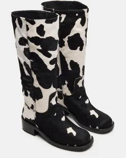 Riggs Black Cow Print Wide Calf