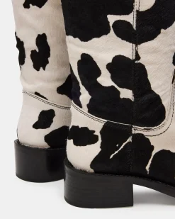 Riggs Black Cow Print Wide Calf