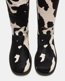 Riggs Black Cow Print Wide Calf