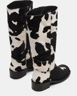 Riggs Black Cow Print Wide Calf