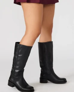 Riggs Black Leather Wide Calf