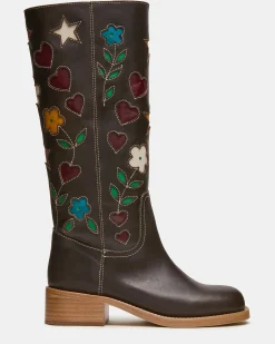 Riggs Floral Brown Leather
