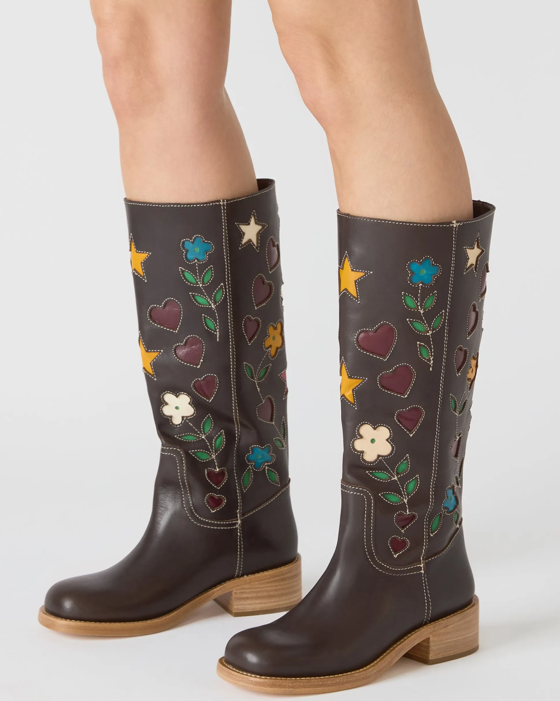 Riggs Floral Brown Leather