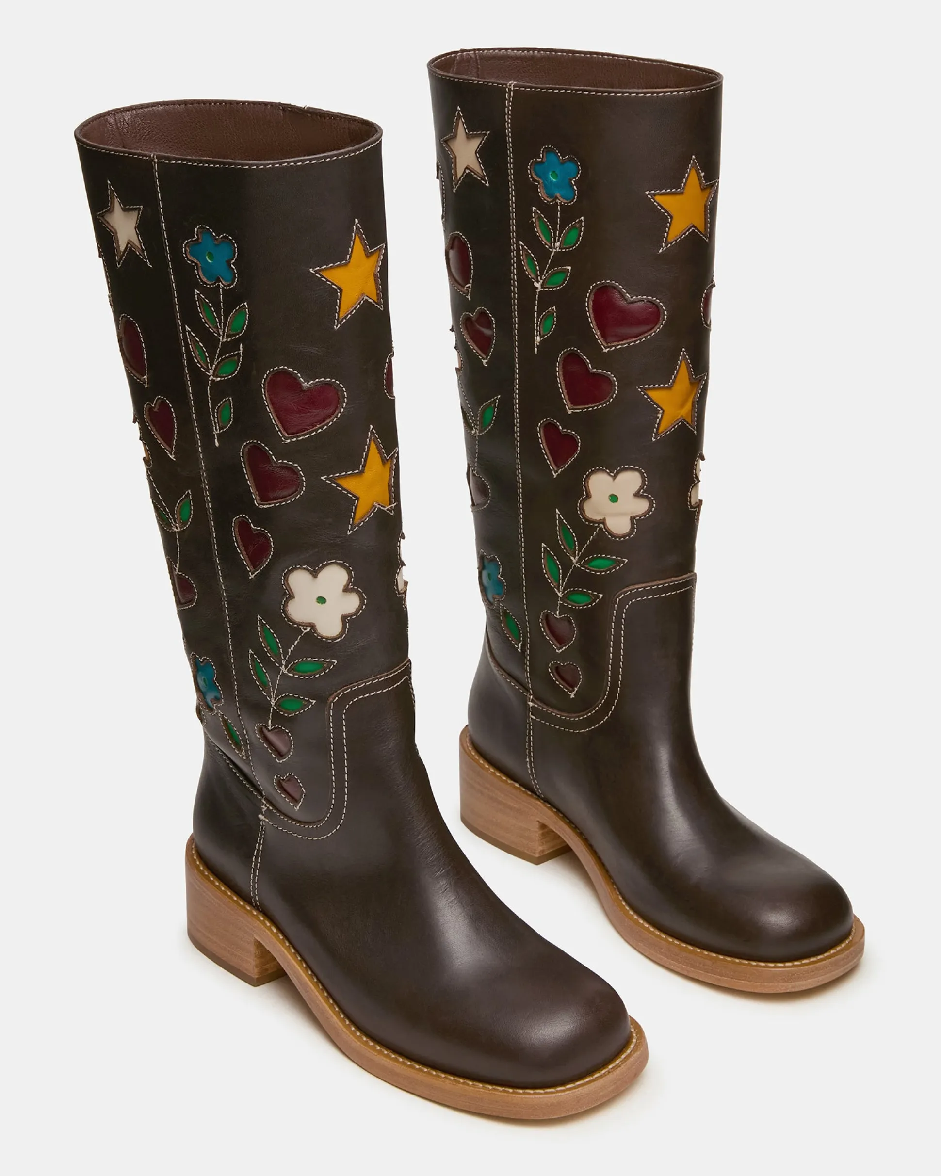 Riggs Floral Brown Leather