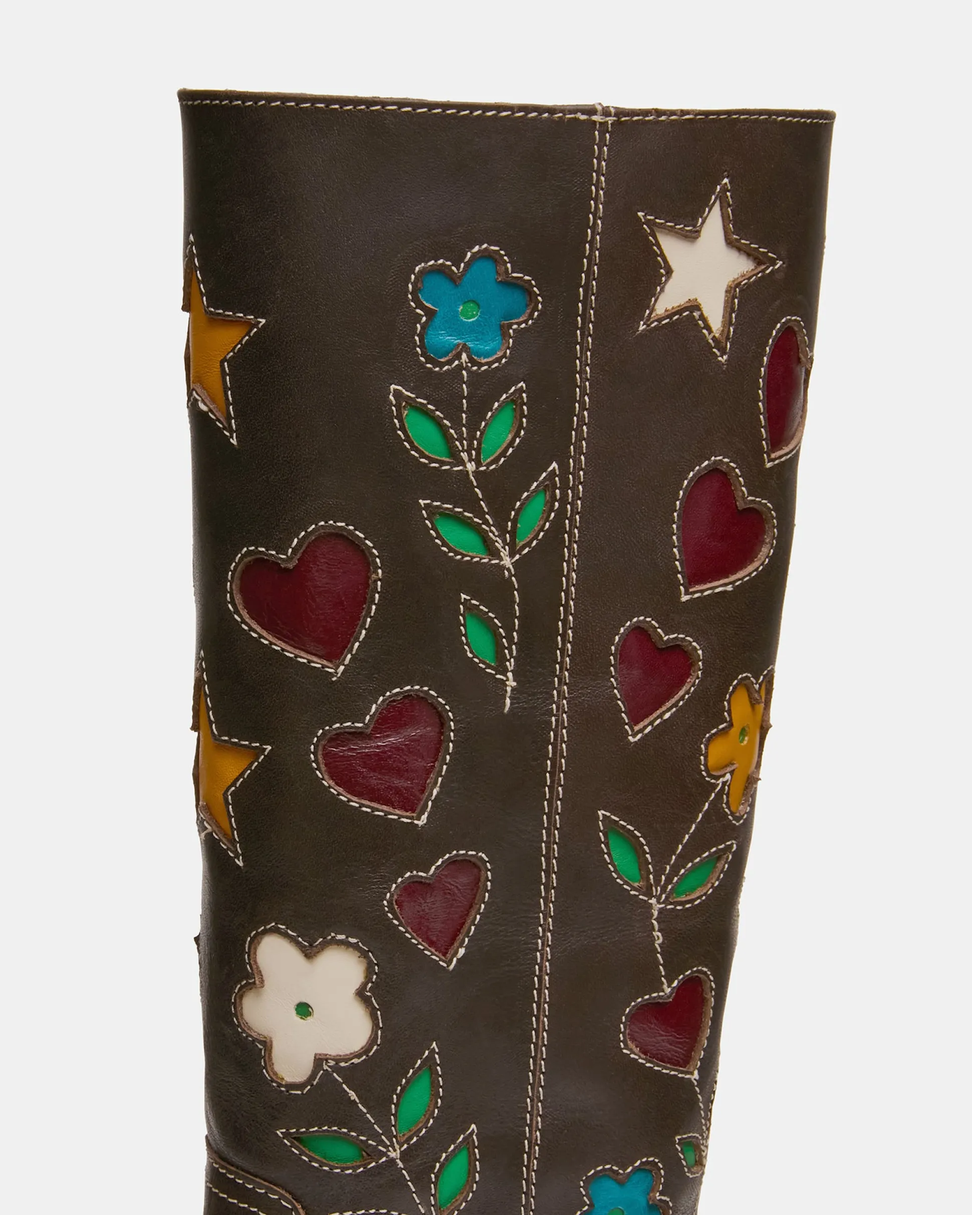 Riggs Floral Brown Leather