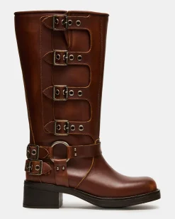 Rocky Cognac Distressed Wide Calf