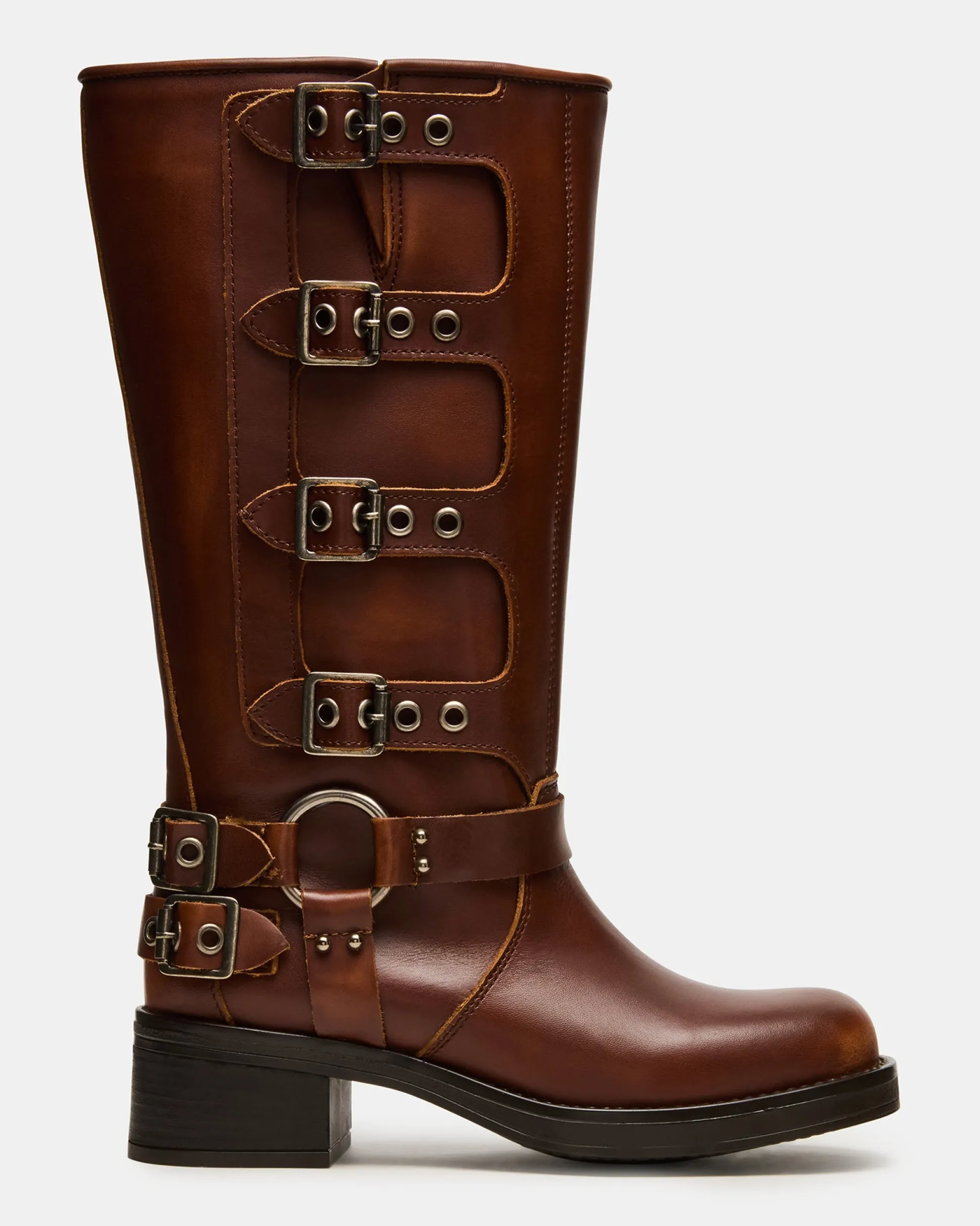 Rocky Cognac Distressed Wide Calf
