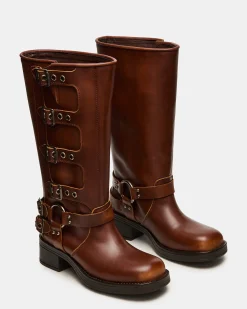 Rocky Cognac Distressed Wide Calf