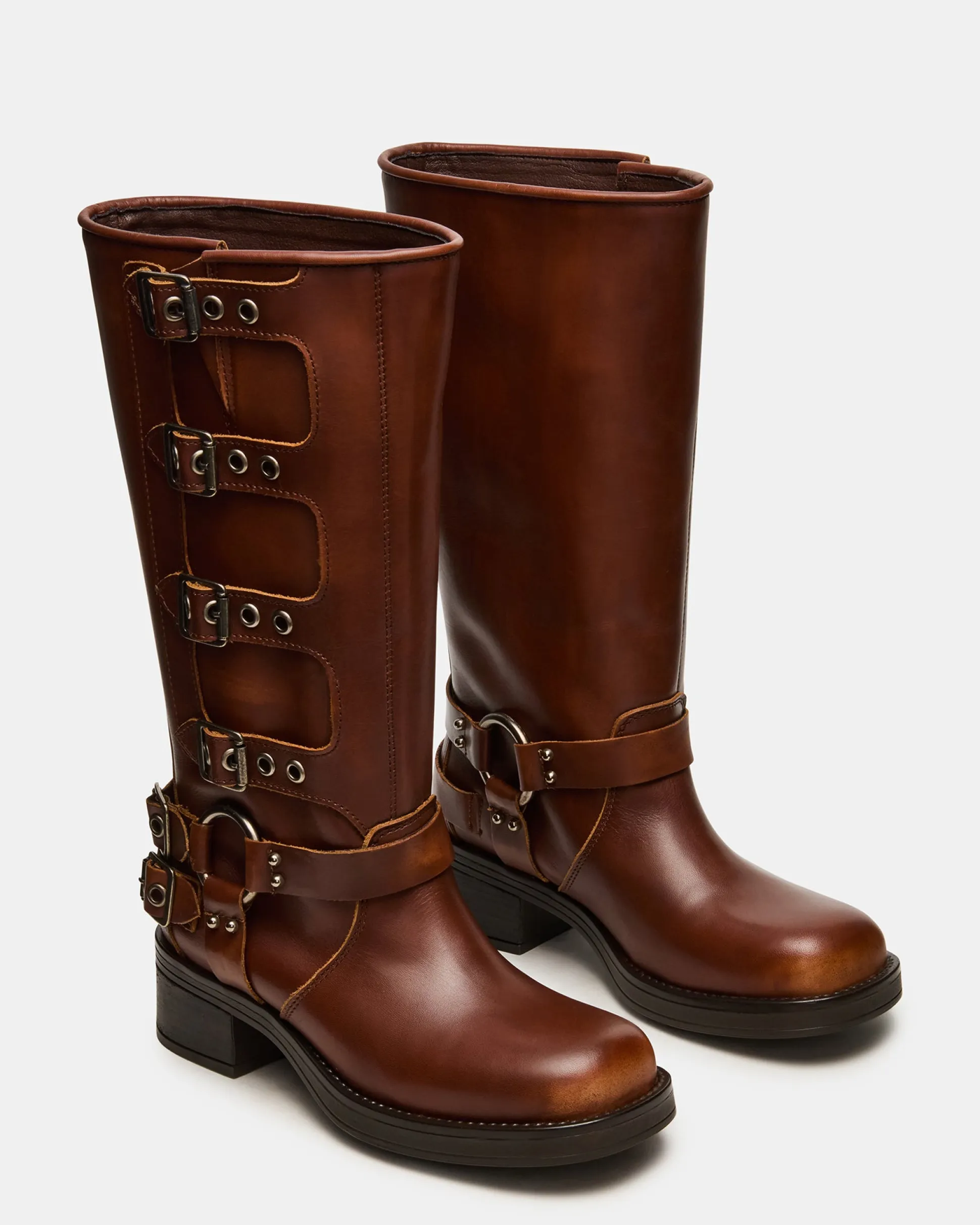 Rocky Cognac Distressed Wide Calf