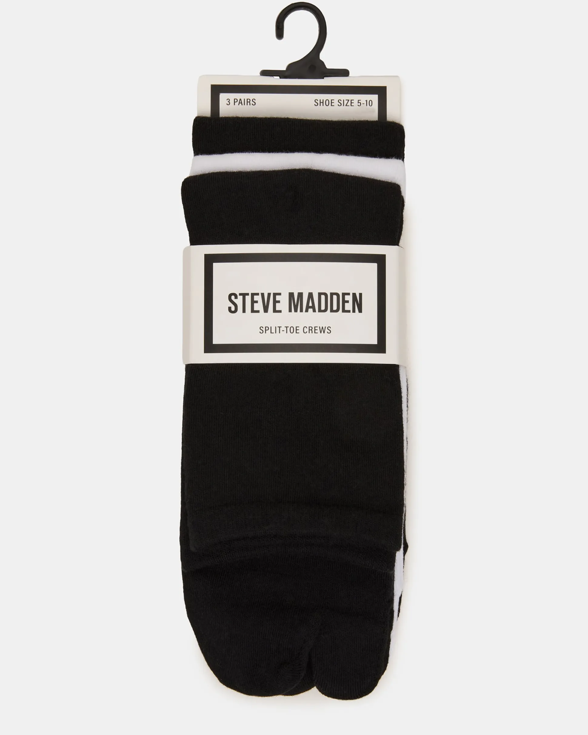 Split Toe Crew Socks Black/white