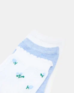 3 Spring Pack Flower Socks White Multi