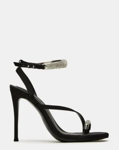 Tia Rhinestones Black Satin