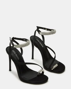 Tia Rhinestones Black Satin