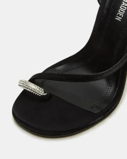 Tia Rhinestones Black Satin