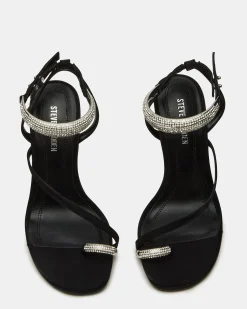 Tia Rhinestones Black Satin