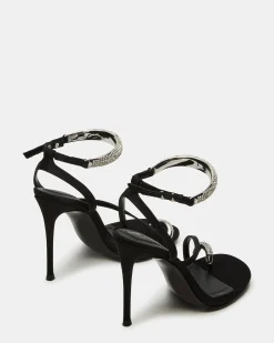 Tia Rhinestones Black Satin