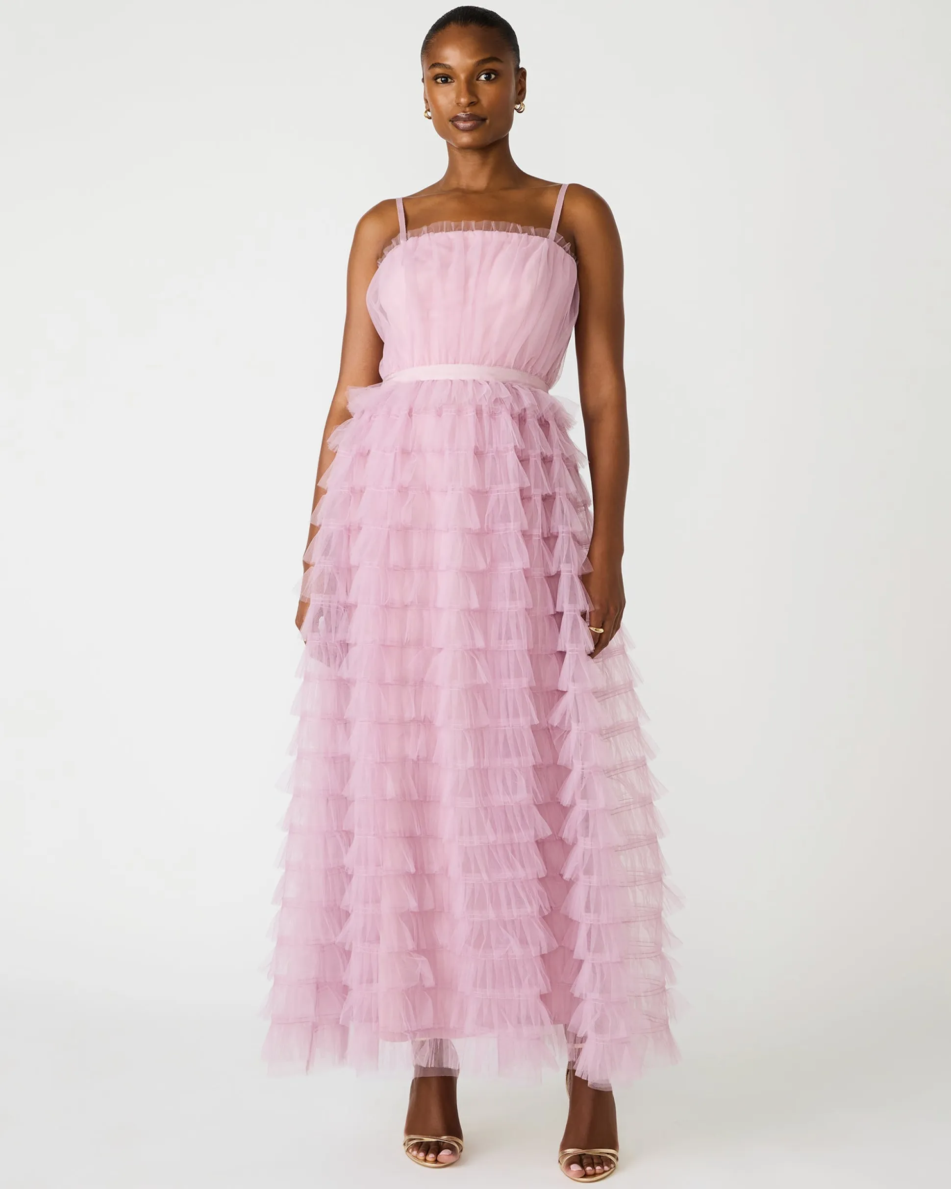 Tiered Tulle Gown Dawn Pink