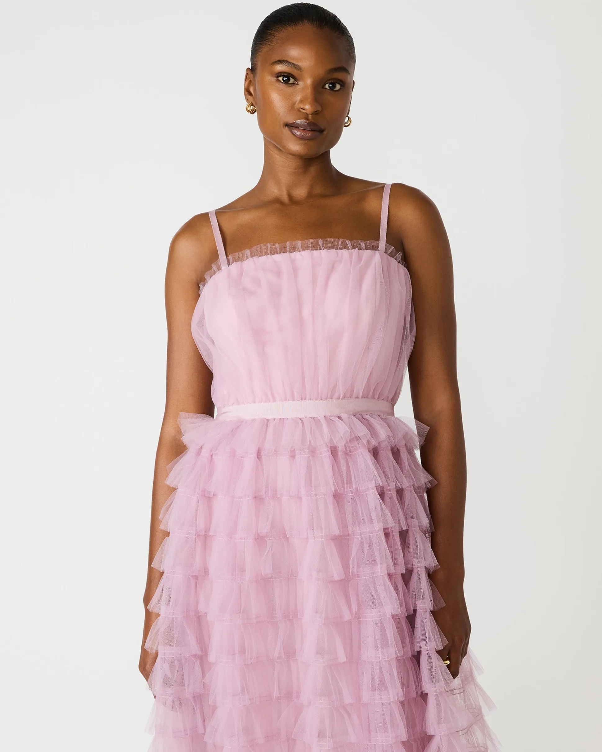 Tiered Tulle Gown Dawn Pink