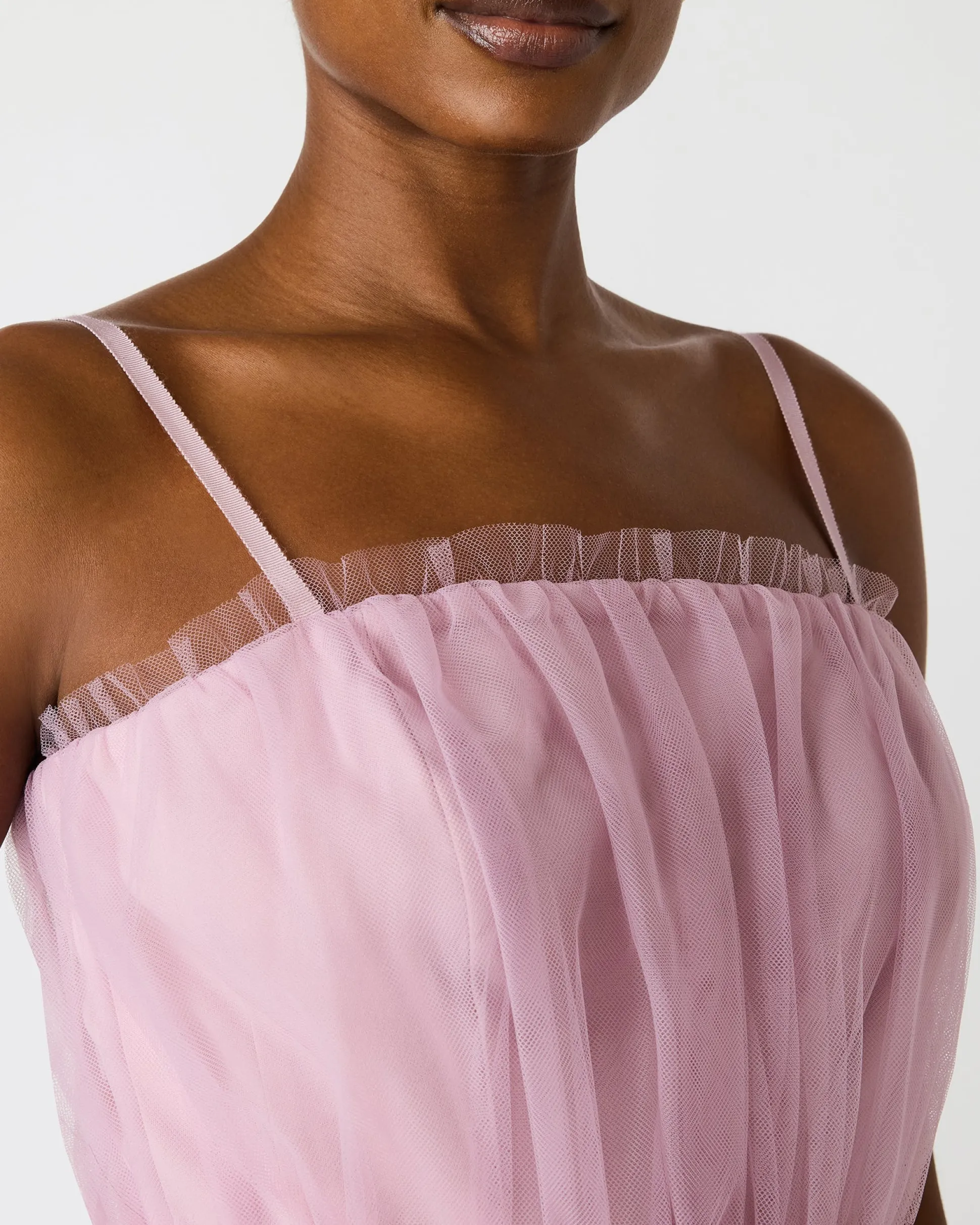 Tiered Tulle Gown Dawn Pink