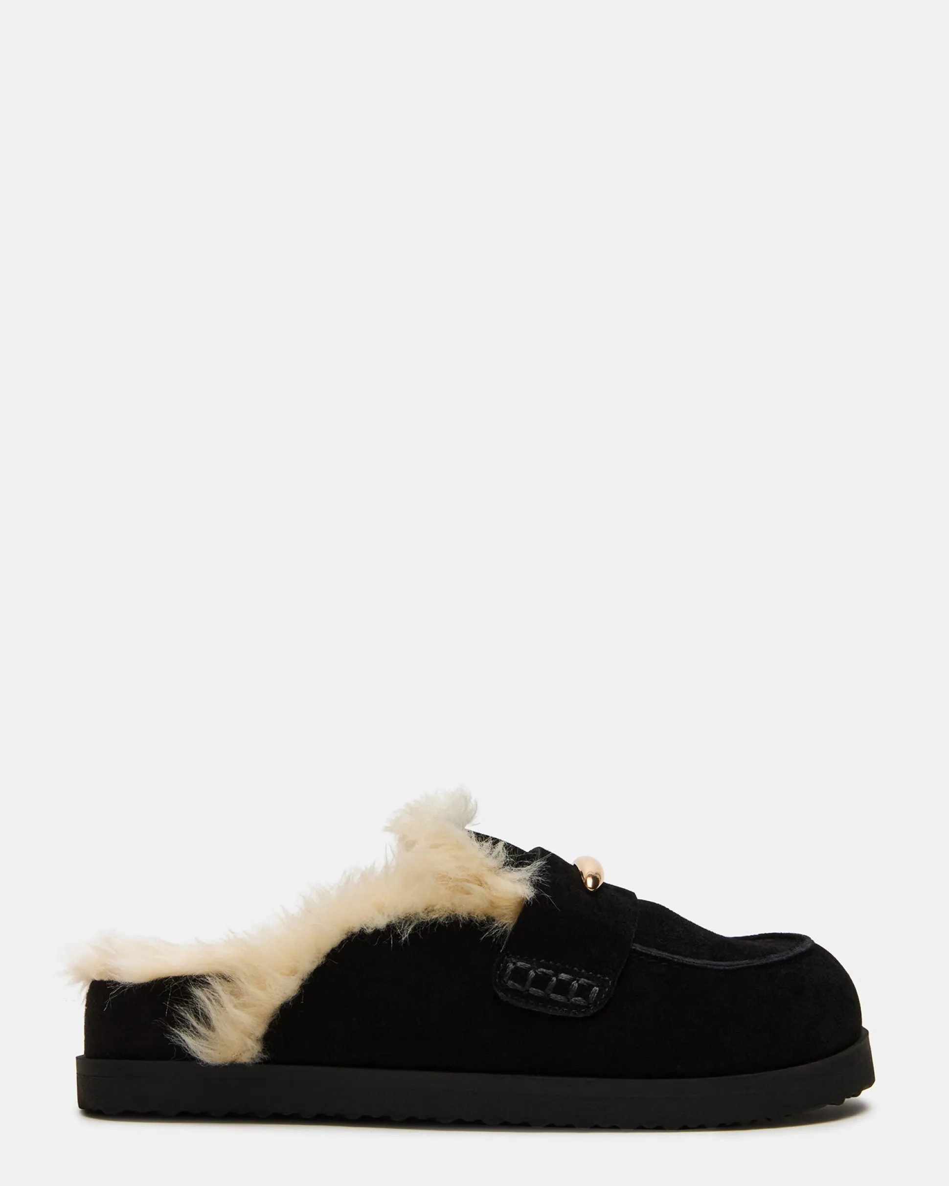 Tobin Faux Fur Black Suede