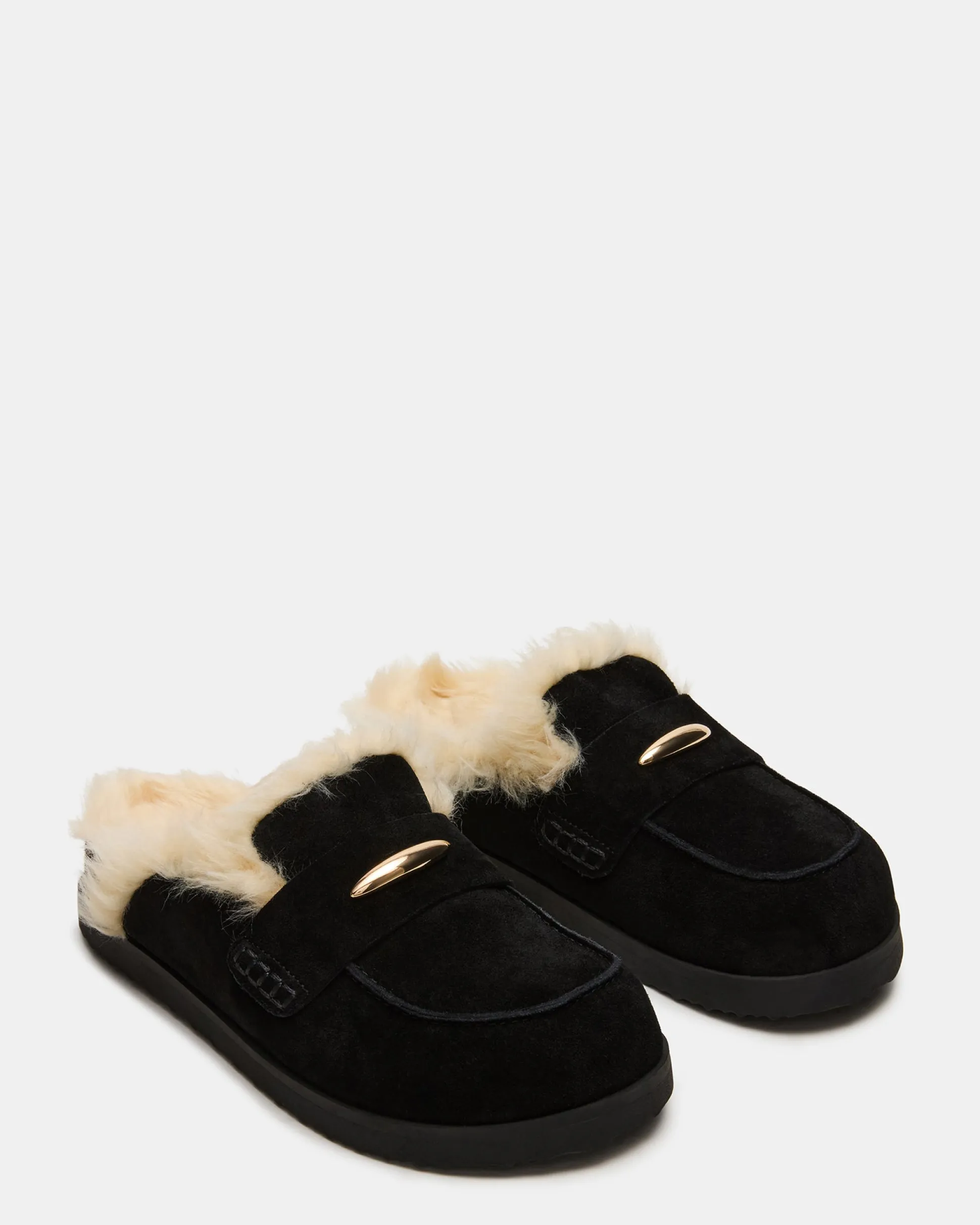 Tobin Faux Fur Black Suede