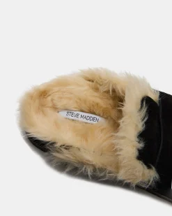 Tobin Faux Fur Black Suede