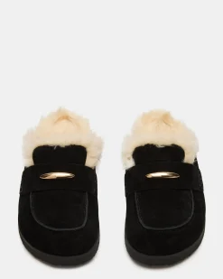 Tobin Faux Fur Black Suede