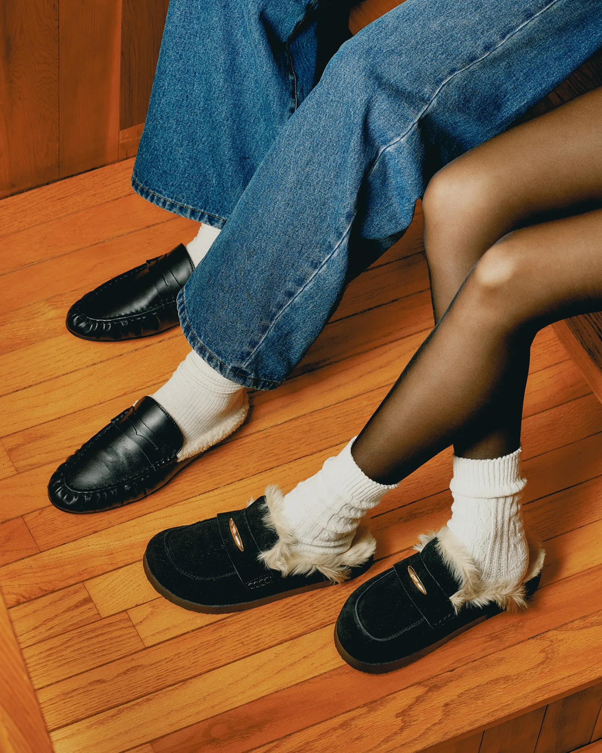 Tobin Faux Fur Black Suede