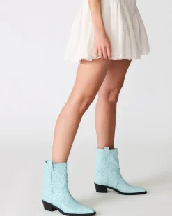 Vinny Ostrich Turquoise Leather