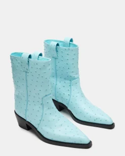 Vinny Ostrich Turquoise Leather