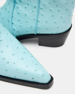 Vinny Ostrich Turquoise Leather
