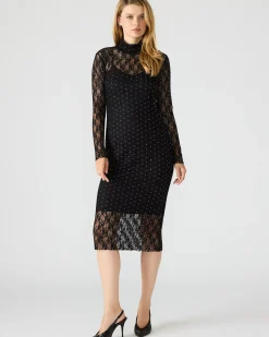Vivienne Studded Lace Dress Black