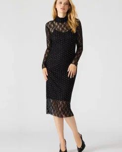 Vivienne Studded Lace Dress Black