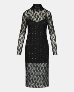 Vivienne Studded Lace Dress Black